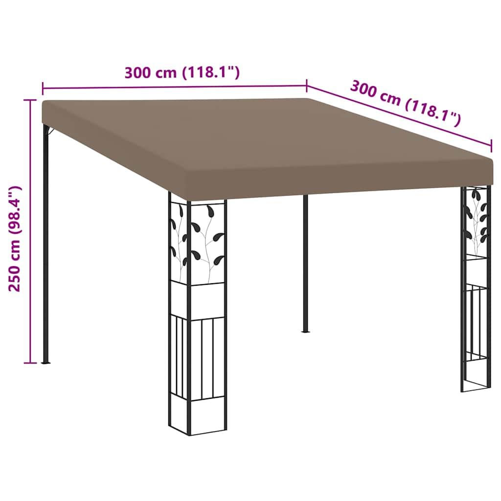 312265 vidaXL Wall-mounted Gazebo 3x3x2,5 m Taupe 6