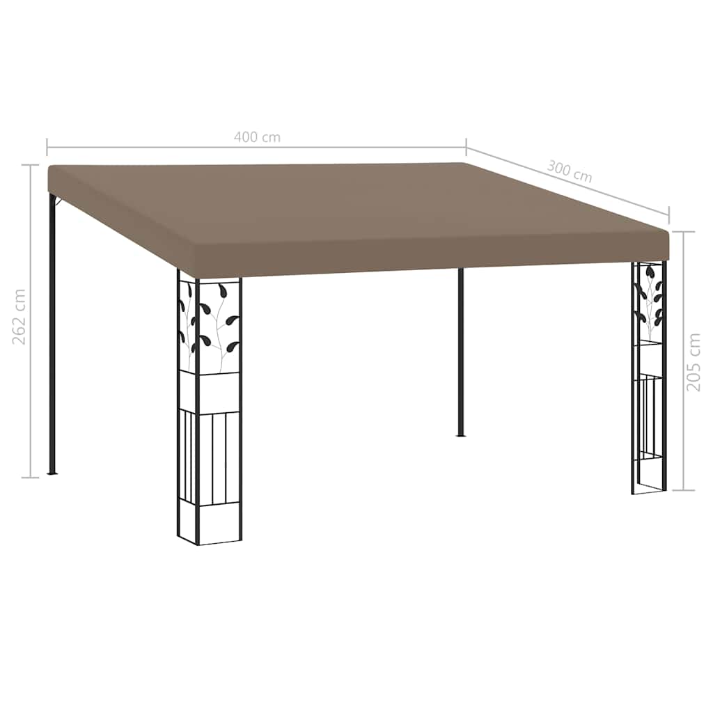312266 vidaXL Wall-mounted Gazebo 4x3x2,5 m Taupe 6