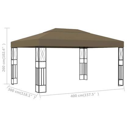 vidaXL Gazebo 3x4 m Taupe Fabric 6