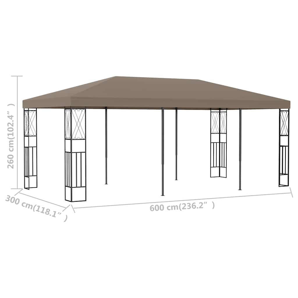vidaXL Gazebo 6x3 m Taupe Fabric 6