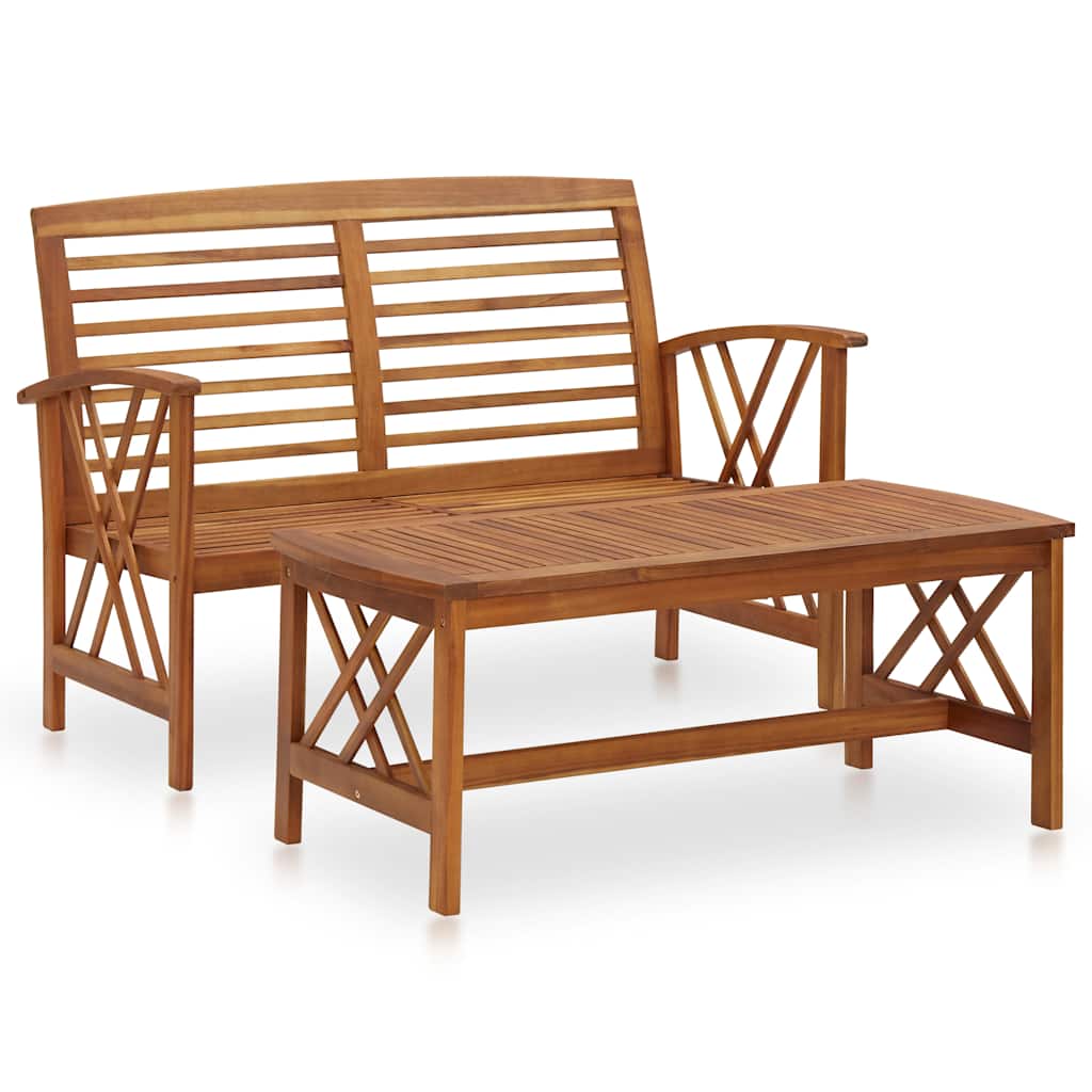 102x50x43 cm Solid Acacia Wood Bench +table