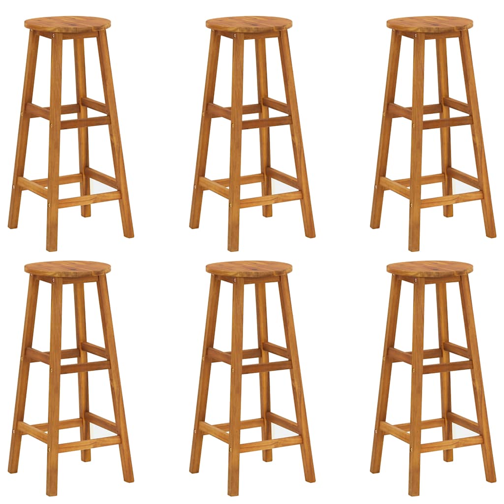 vidaXL Bar Stools 6 pcs Solid Acacia Wood 2