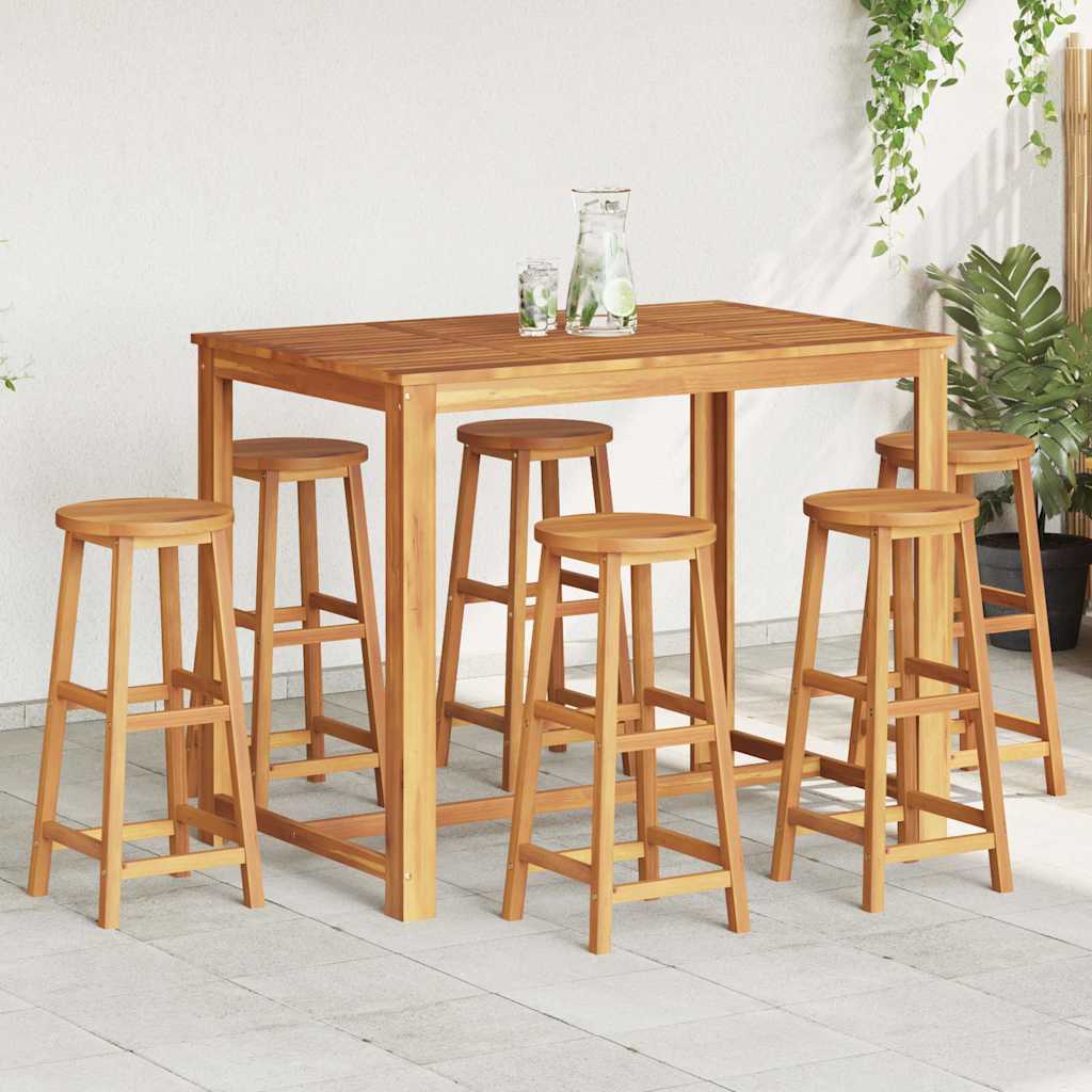 vidaXL Bar Stools 6 pcs Solid Acacia Wood 1