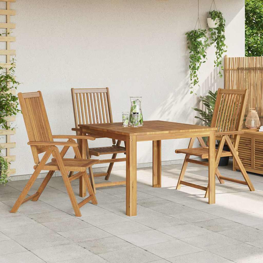 vidaXL Reclining Garden Chairs Natural Solid Acacia Wood 3 pcs