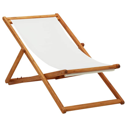 Folding Chair Eucalyptus Wood and Fabric Cream white