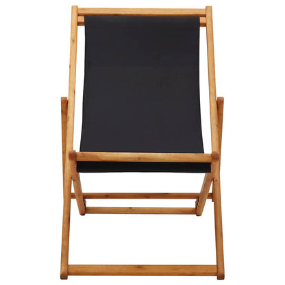 Folding Chair Eucalyptus Wood and Fabric Black
