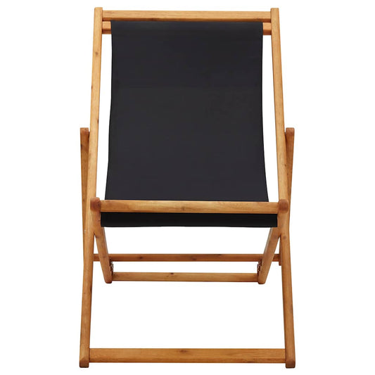 Folding Chair Eucalyptus Wood and Fabric Black