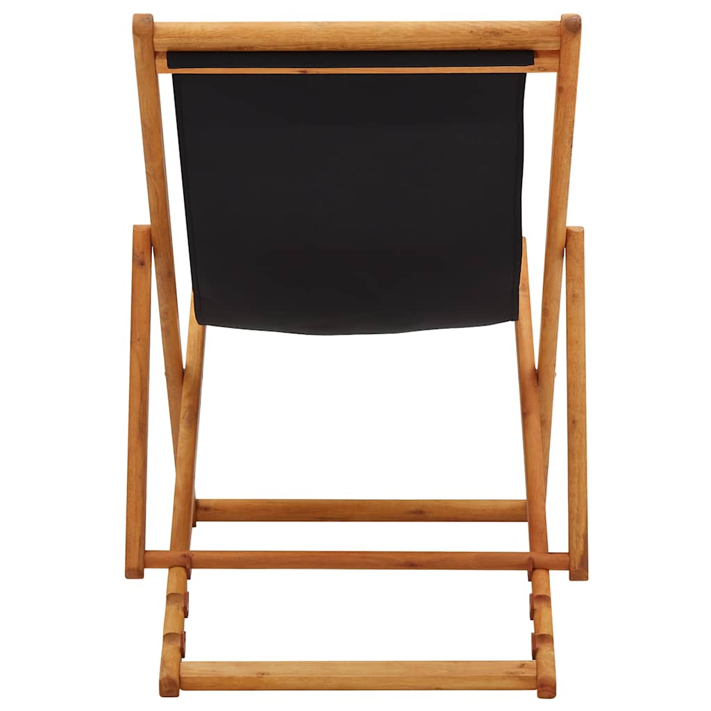 Folding Chair Eucalyptus Wood and Fabric Black