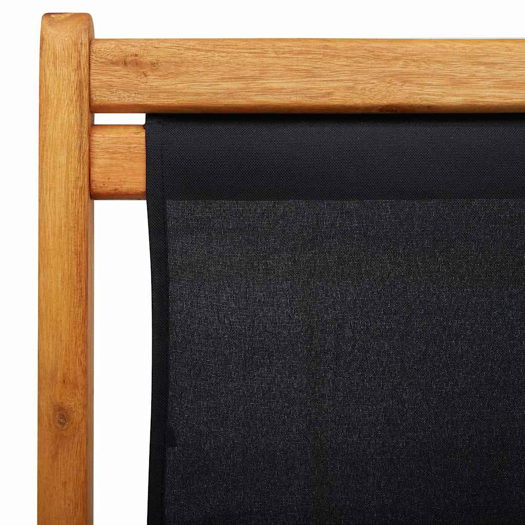 Folding Chair Eucalyptus Wood and Fabric Black