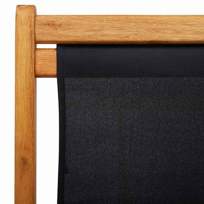 Folding Chair Eucalyptus Wood and Fabric Black