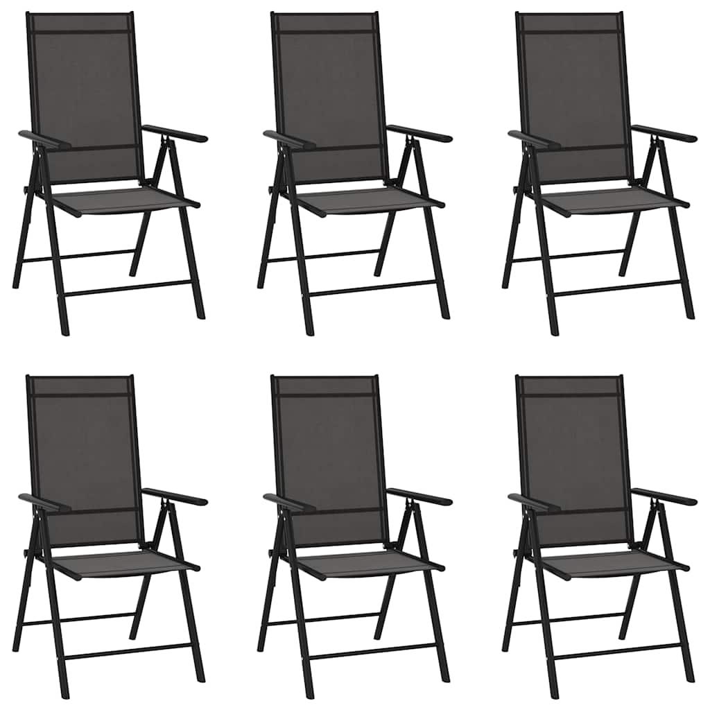 vidaXL Folding Chairs 6 pcs Textilene Black 1