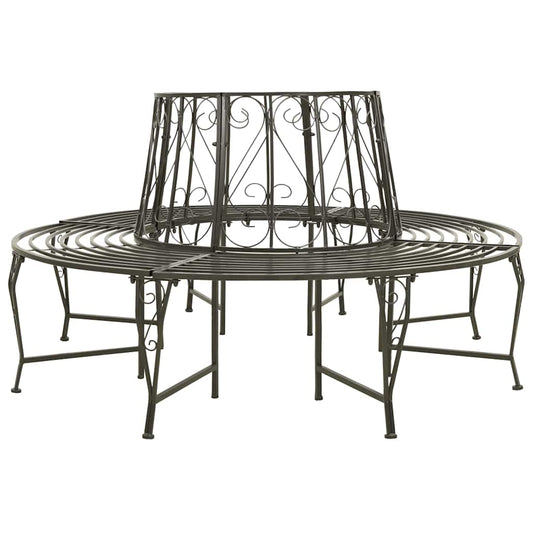 vidaXL Garden Tree Bench 160 cm Steel 1