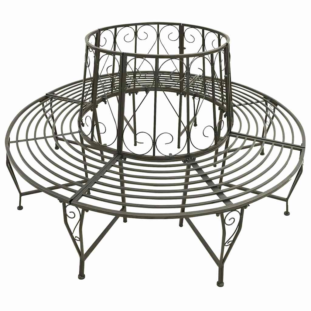 vidaXL Garden Tree Bench 160 cm Steel 2