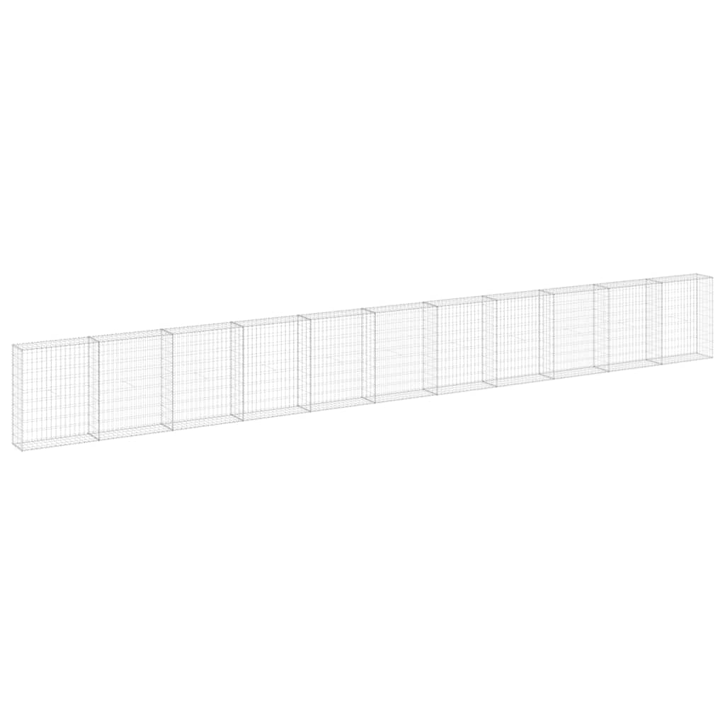 147817 vidaXL Gabion Wall with Covers Galvanised Steel 900x30x100 cm 2