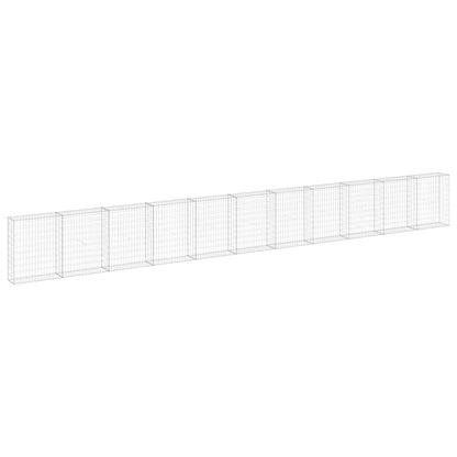 147817 vidaXL Gabion Wall with Covers Galvanised Steel 900x30x100 cm 2
