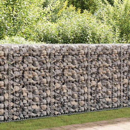 147817 vidaXL Gabion Wall with Covers Galvanised Steel 900x30x100 cm 1