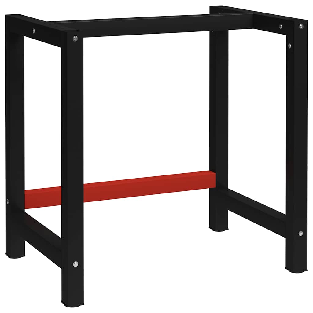 Work Bench Frame Metal Black and Red 80 cm 57 cm