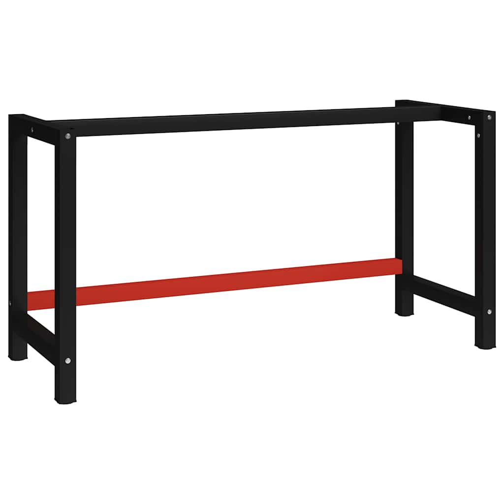 Work Bench Frame Metal Black and Red 150 cm 57 cm