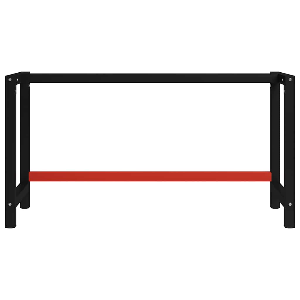 Work Bench Frame Metal Black and Red 150 cm 57 cm