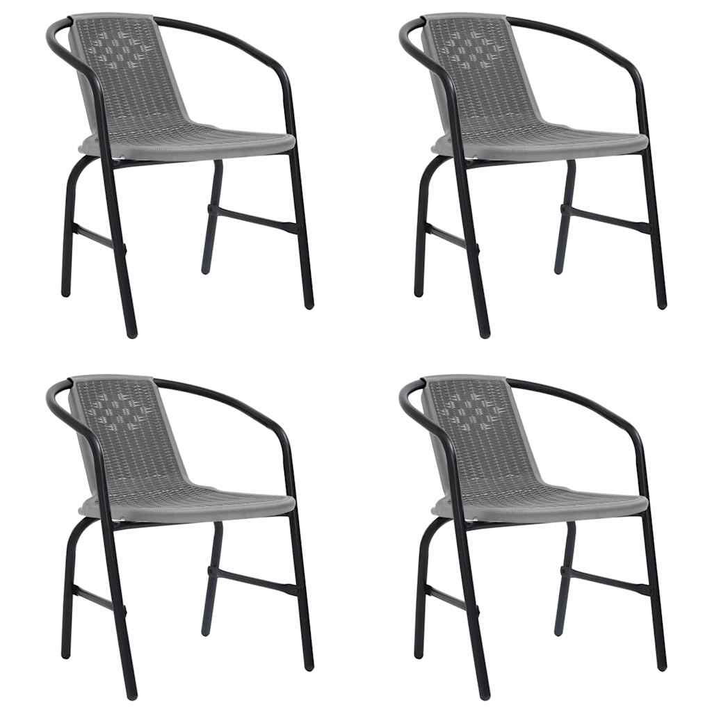 vidaXL Garden Chairs 4 pcs Plastic Rattan and Steel 110 kg 1