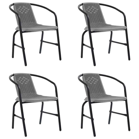 vidaXL Garden Chairs 4 pcs Plastic Rattan and Steel 110 kg 1