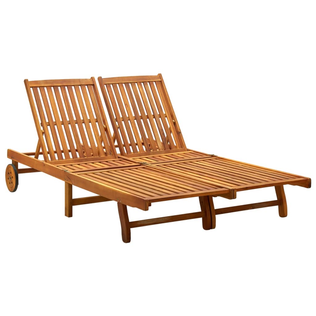 311873 vidaXL 2-Person Sun Lounger Solid Acacia Wood 1