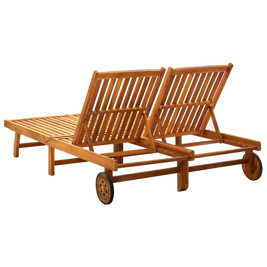 311873 vidaXL 2-Person Sun Lounger Solid Acacia Wood 3
