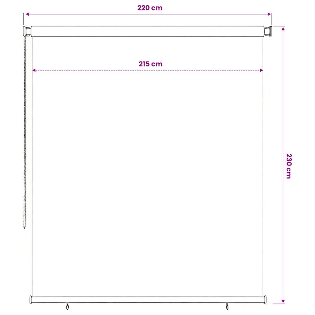 Outdoor Roller Blind 225(W)x230(H) Width 220 cm Blue