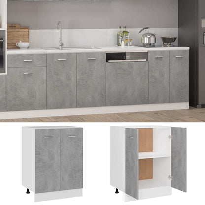 Kitchen Base Cabinet "Lyon" Engineered Wood Concrete Grey 1x bottom cabinet (2 doors) 60 cm