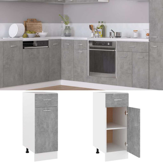 Kitchen Base Cabinet "Lyon" Engineered Wood Concrete Grey 1x bottom cabinet (1 door 1 drawer) 30 cm