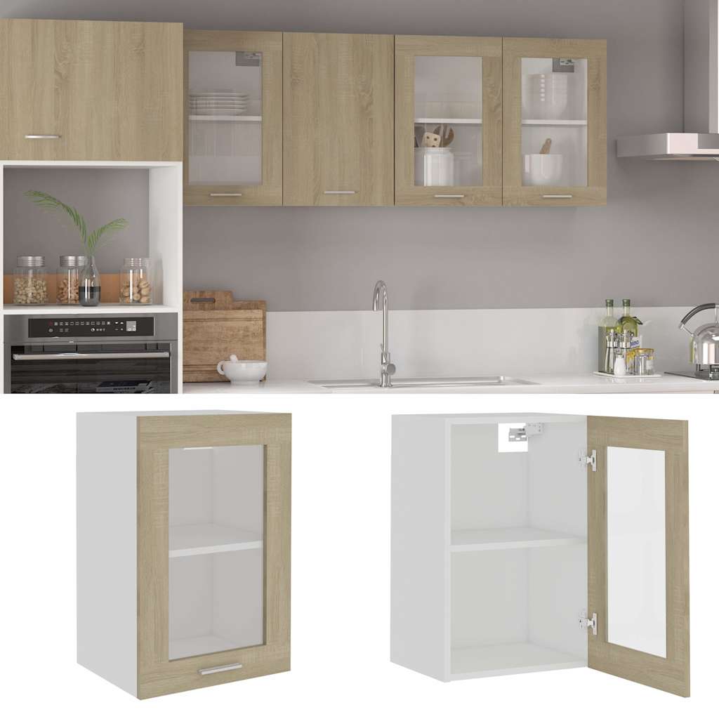 Hanging Glass Cabinet "Lyon" 40x31x60 cm Sonoma Oak 1x hanging glass cabinet (1 door) 40 cm wide 60 cm high
