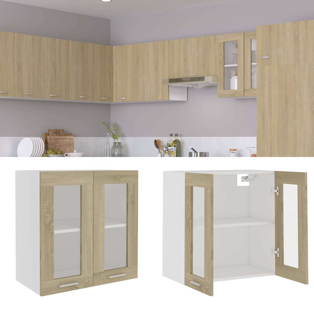 Hanging Glass Cabinet "Lyon" 40x31x60 cm Sonoma Oak 1x hanging glass cabinet (2 doors) 60 cm wide 60 cm high
