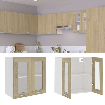 Hanging Glass Cabinet "Lyon" 40x31x60 cm Sonoma Oak 1x hanging glass cabinet (2 doors) 60 cm wide 60 cm high