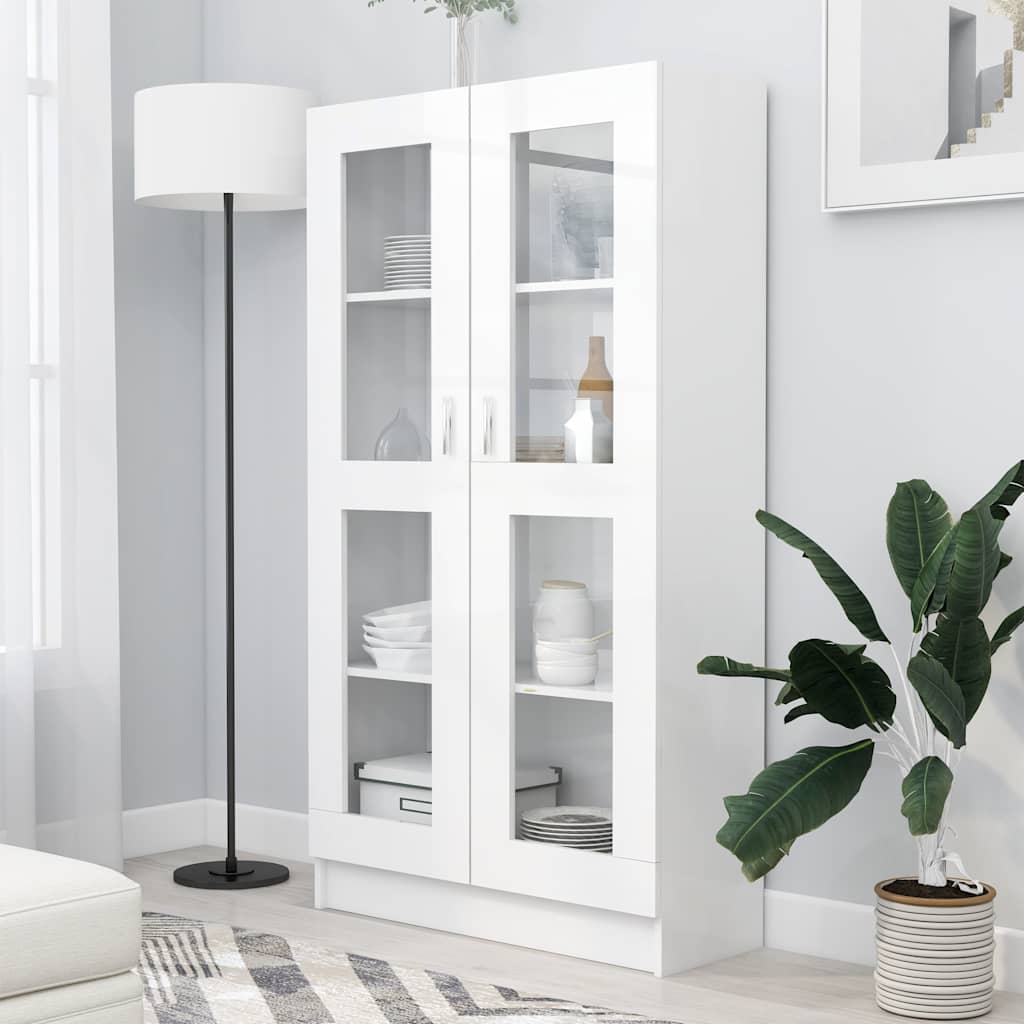 Vitrine Cabinet 82.5x30.5x150 cm Engineered Wood White