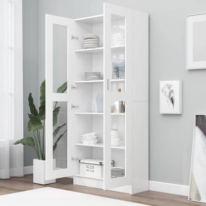 Vitrine Cabinet 82.5x30.5x185 cm Engineered Wood White