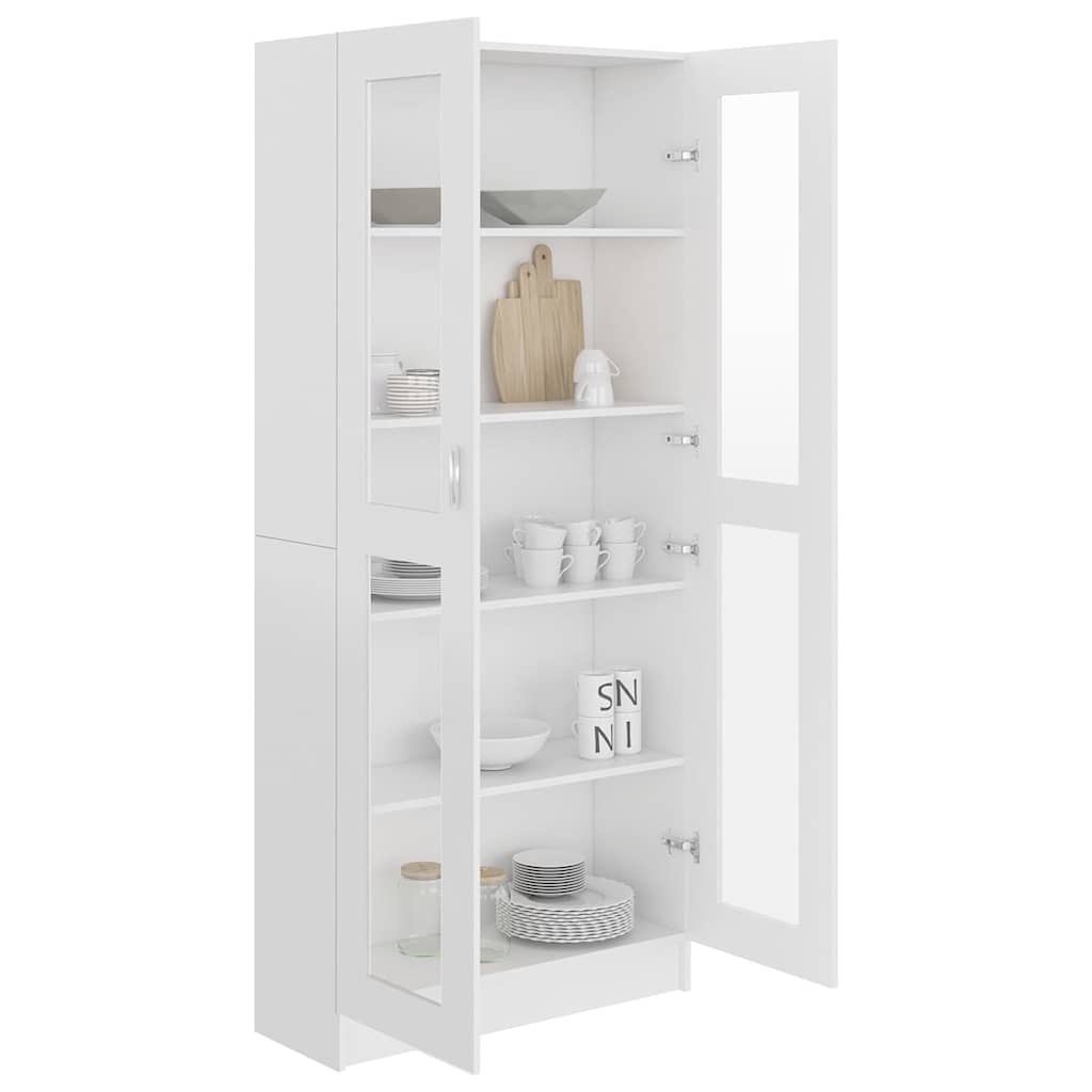 Vitrine Cabinet 82.5x30.5x185 cm Engineered Wood White