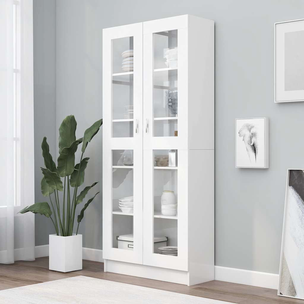 Vitrine Cabinet 82.5x30.5x185 cm Engineered Wood White