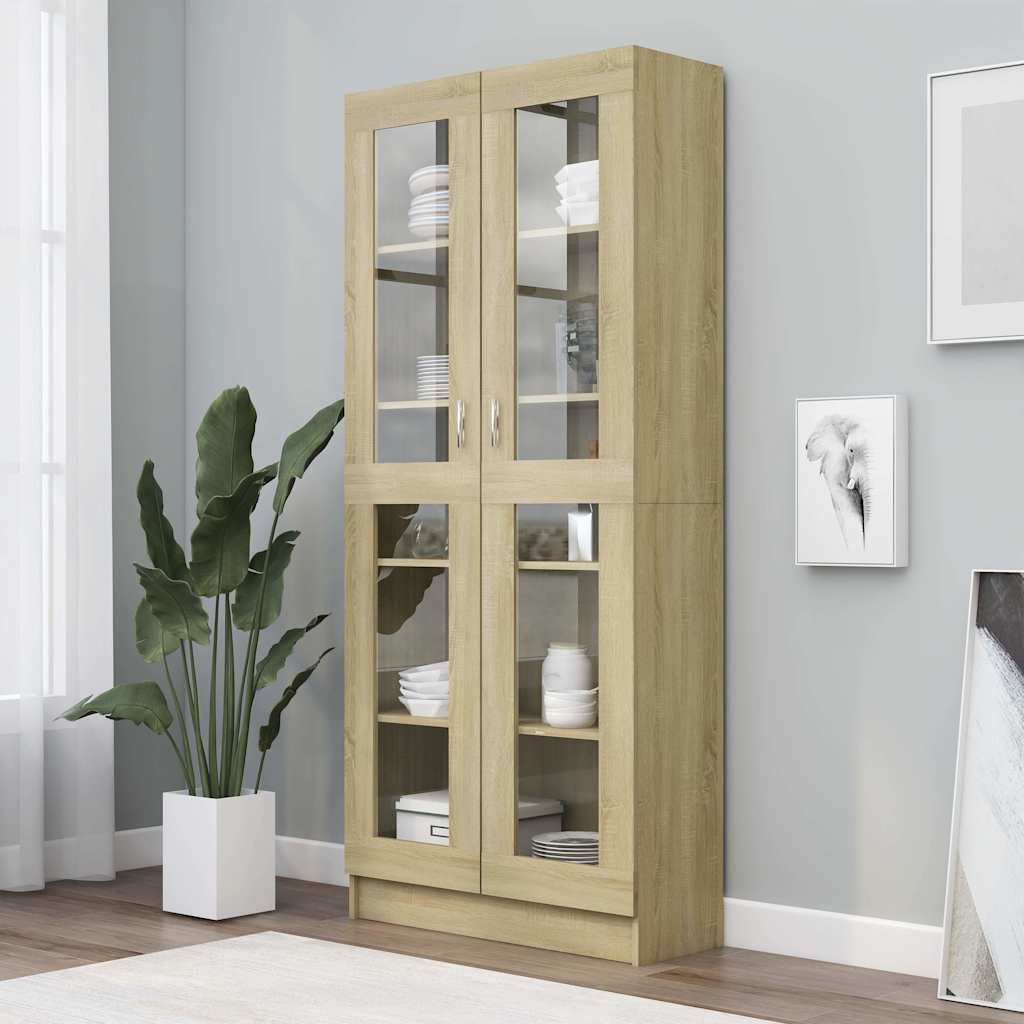 Vitrine Cabinet 82.5x30.5x185 cm Engineered Wood Sonoma oak