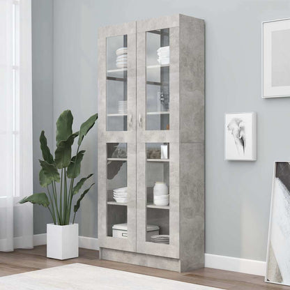 Vitrine Cabinet 82.5x30.5x185 cm Engineered Wood Concrete grey