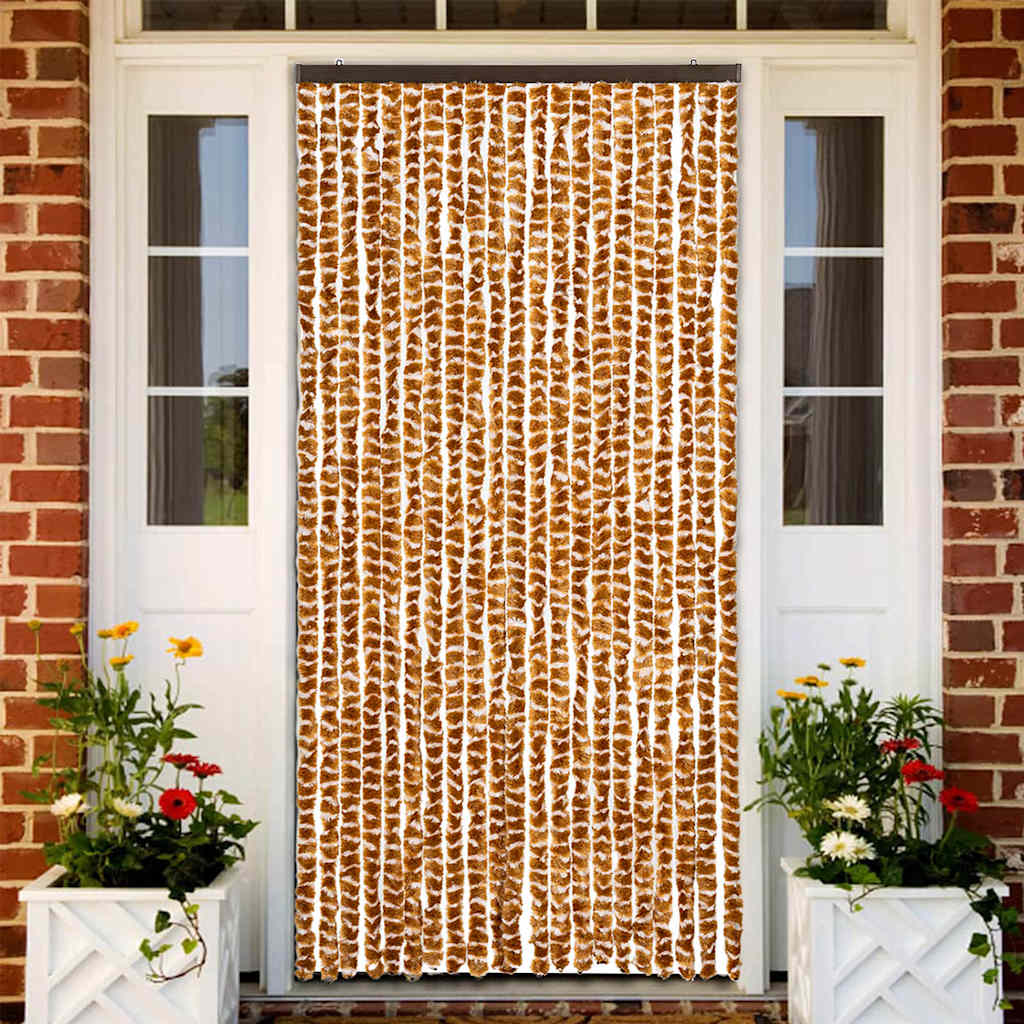 Insect Curtain 90x220 cm Chenille Ochre and white