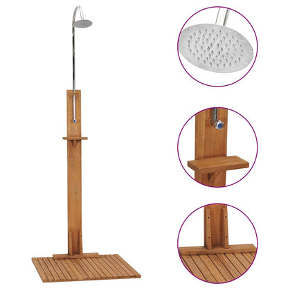 vidaXL Garden Shower 75x75x210 cm Solid Teak Wood 1