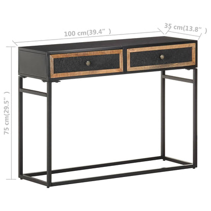 vidaXL Console Table | Black, Brown | Solid Mango Wood, Iron, MDF | Medium 6