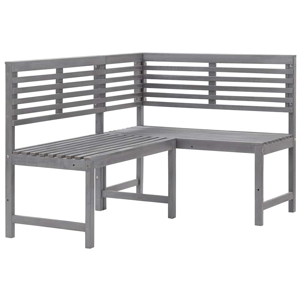 312423 vidaXL Garden Corner Bench Grey 140 cm Solid Acacia Wood 2