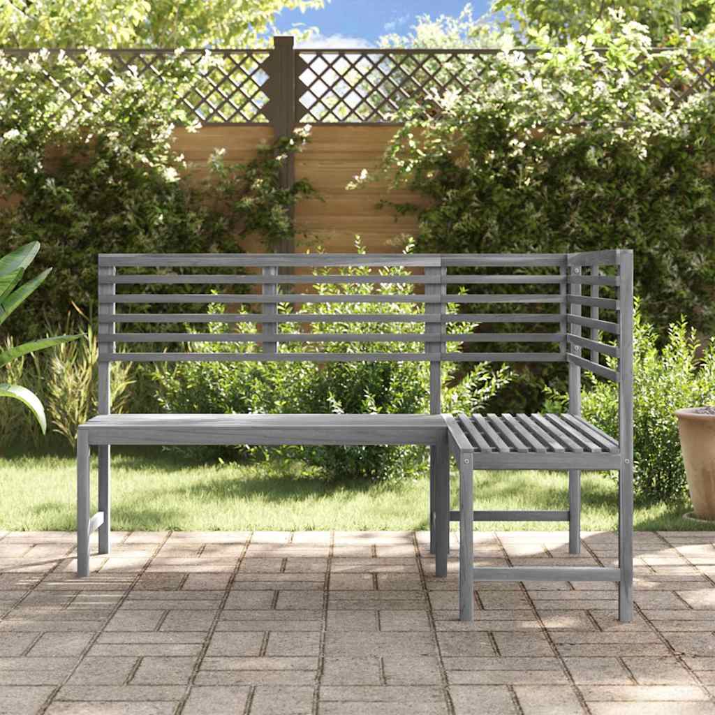 312423 vidaXL Garden Corner Bench Grey 140 cm Solid Acacia Wood 3