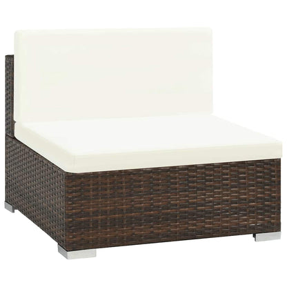 vidaXL 6 Piece Garden Lounge Set with Cushions Poly Rattan Brown 4
