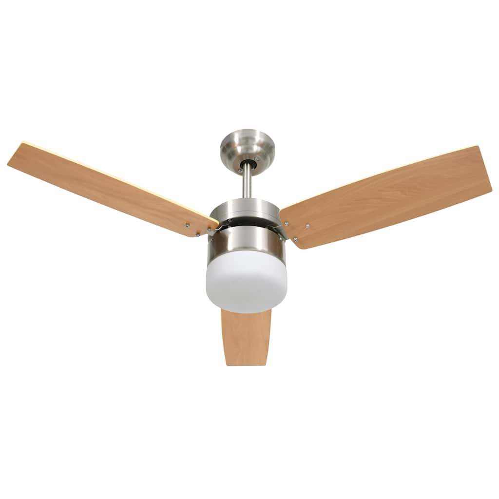 vidaXL Ceiling Fan with Light and Remote Control 108 cm Light Brown 2