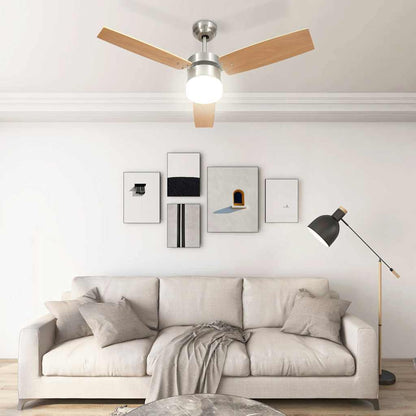 vidaXL Ceiling Fan with Light and Remote Control 108 cm Light Brown 3