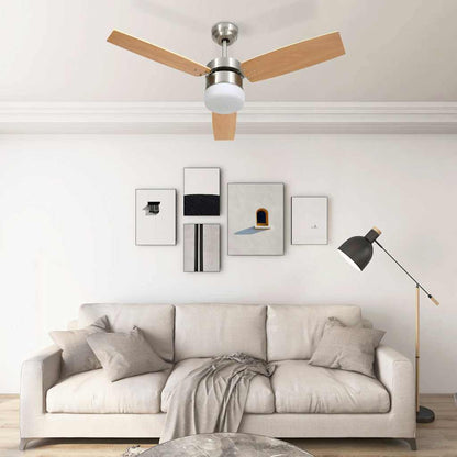 vidaXL Ceiling Fan with Light and Remote Control 108 cm Light Brown 1