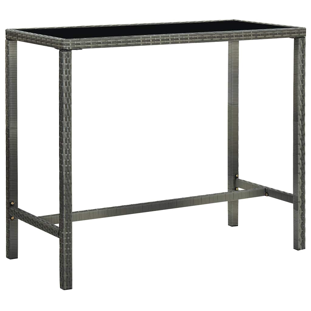 Garden Bar Table Poly Rattan and Glass Grey 130 cm 60 cm
