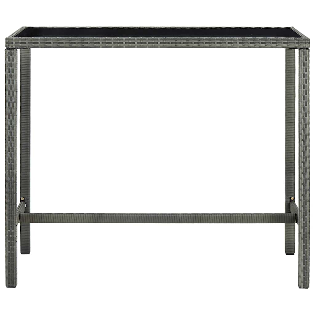 Garden Bar Table Poly Rattan and Glass Grey 130 cm 60 cm
